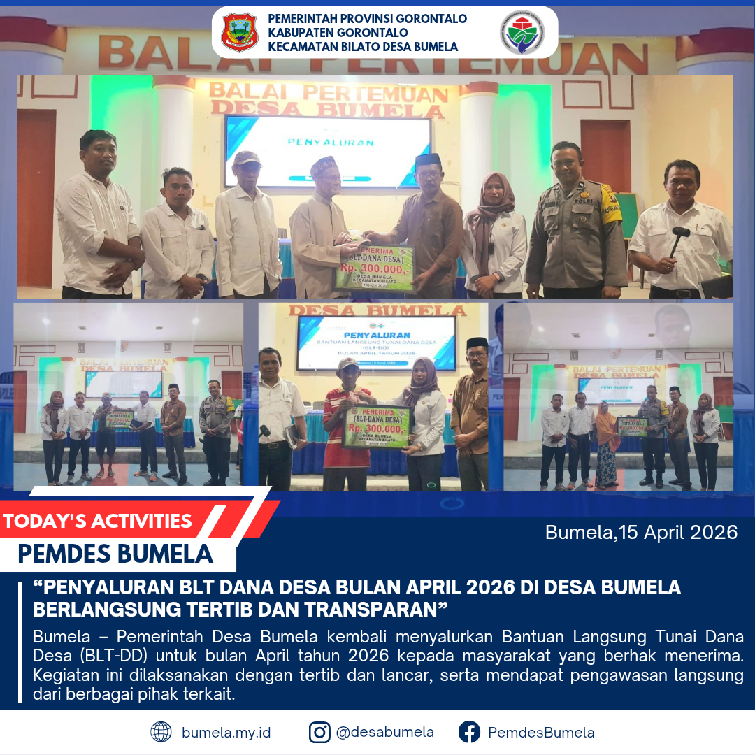 Penyaluran BLT Dana Desa Bulan April 2026 di Desa Bumela Berlangsung Tertib dan Transparan